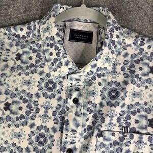 7 Diamonds 4-Way Stretch Shirt Men's M Blue Short Sleeve Astronaut In The Ocean